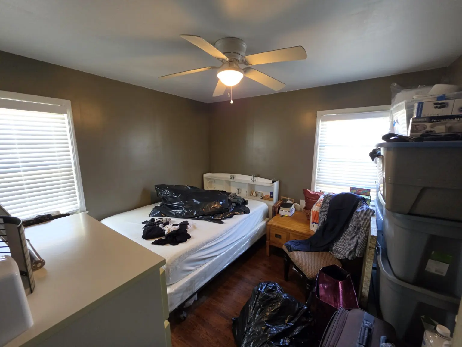 Bedroom with two windows