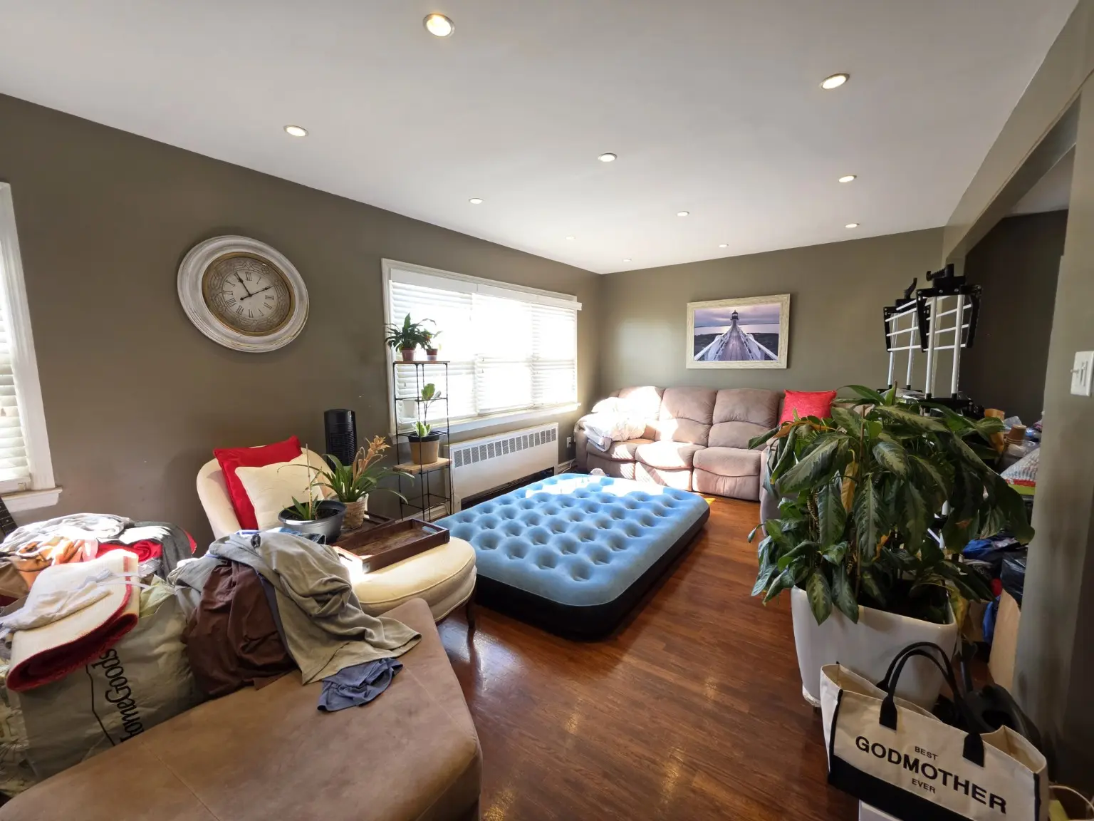 Sitting area with hardwood floors