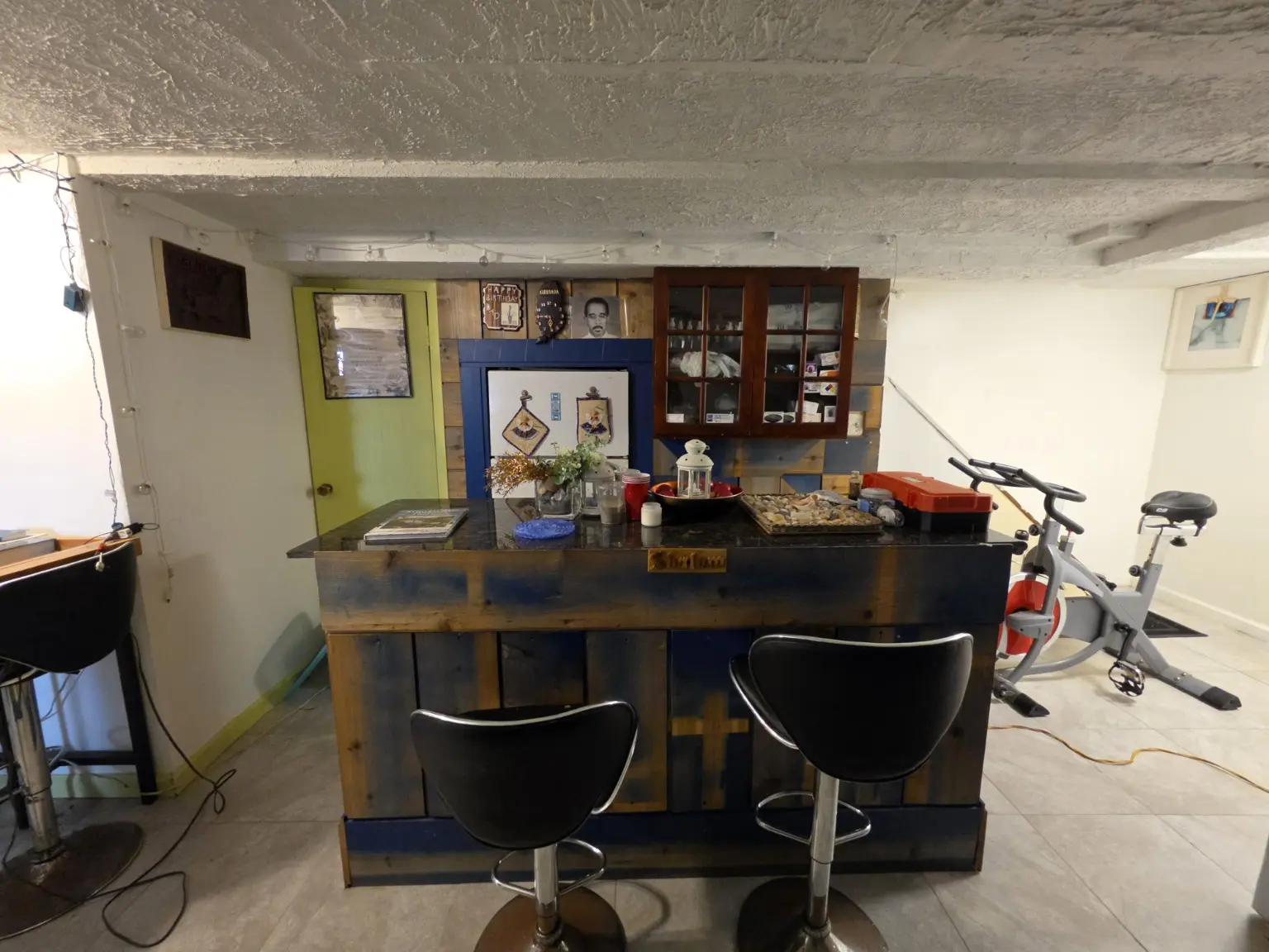 Lower-level bar and recreation area